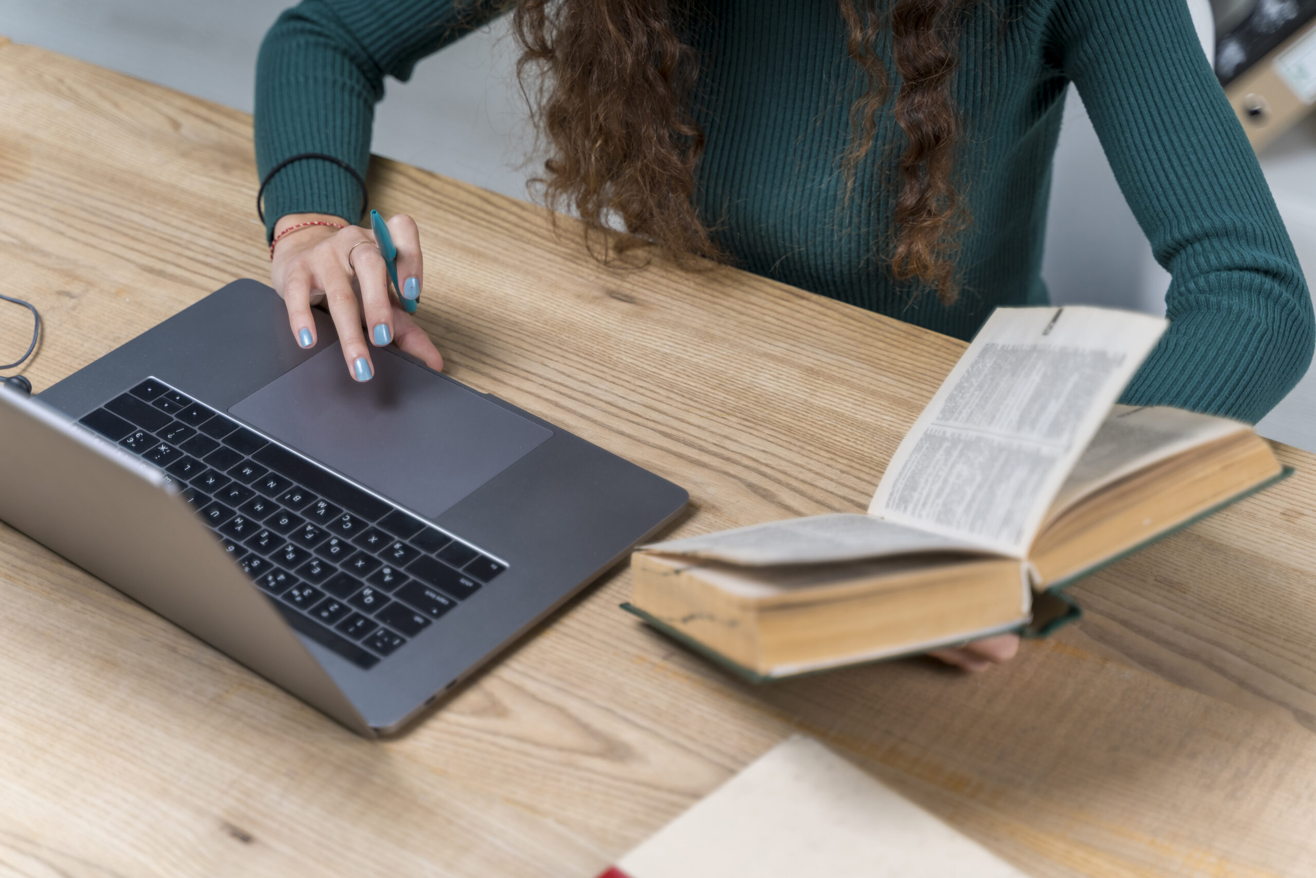 A business owner working on a laptop
